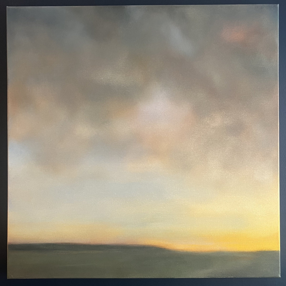 Golden Parkgate original 80cm abstract landscape painting displayed in a neutral contemporary interior
original acrylic, oil pastel and gold leaf landscape painting inspired by Parkgate on the Wirral