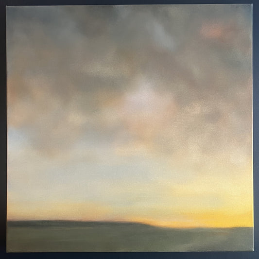 Golden Parkgate original 80cm abstract landscape painting displayed in a neutral contemporary interior
original acrylic, oil pastel and gold leaf landscape painting inspired by Parkgate on the Wirral