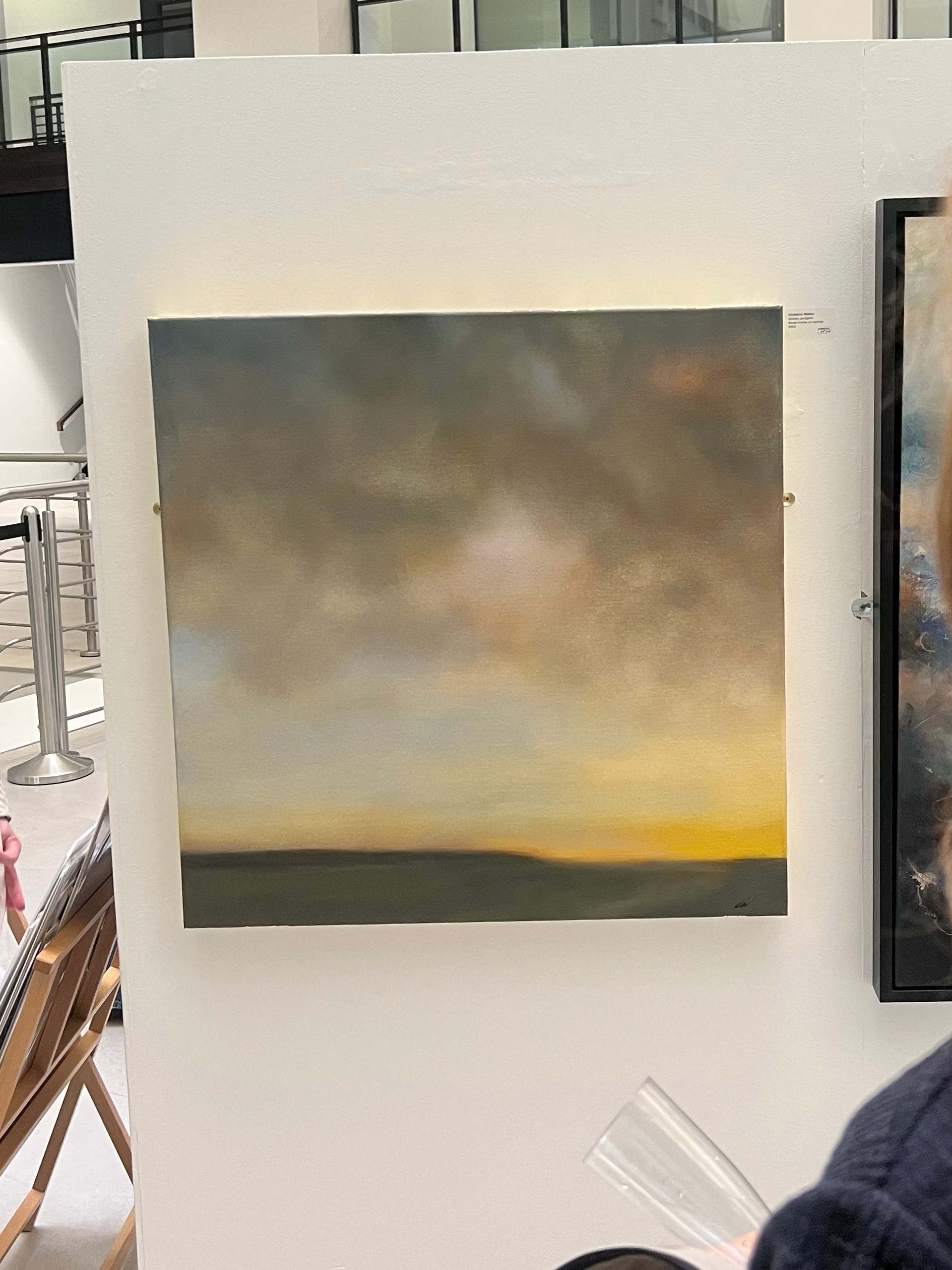 Golden Parkgate original 80cm abstract landscape painting displayed in a neutral contemporary interior
original acrylic, oil pastel and gold leaf landscape painting inspired by Parkgate on the Wirral